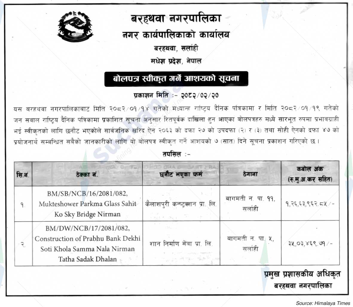 Barahathawa Municipality