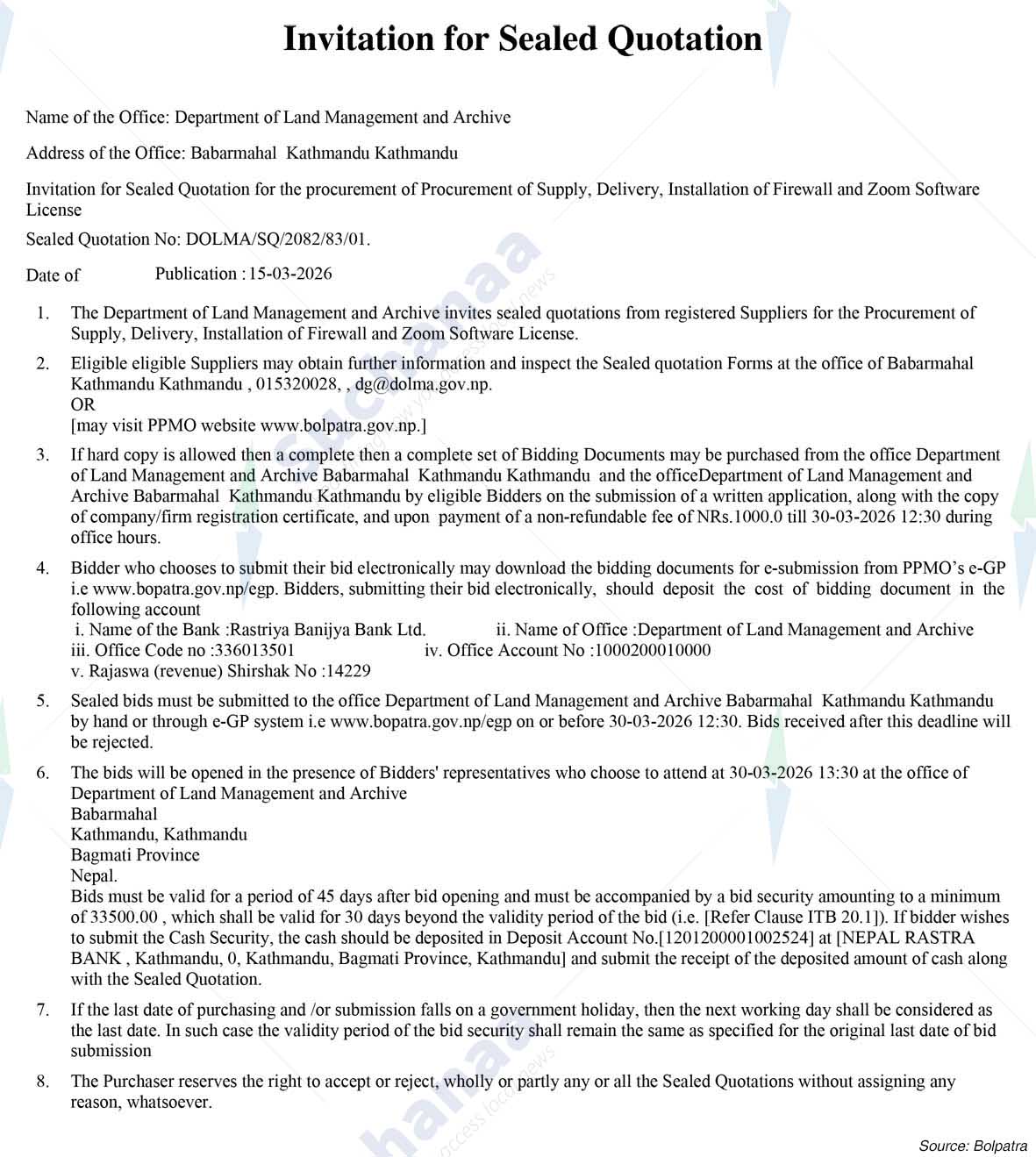 Department of Land Management and Archive