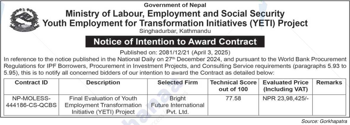 Youth Employment for Transformation Initiatives (YETI) Project