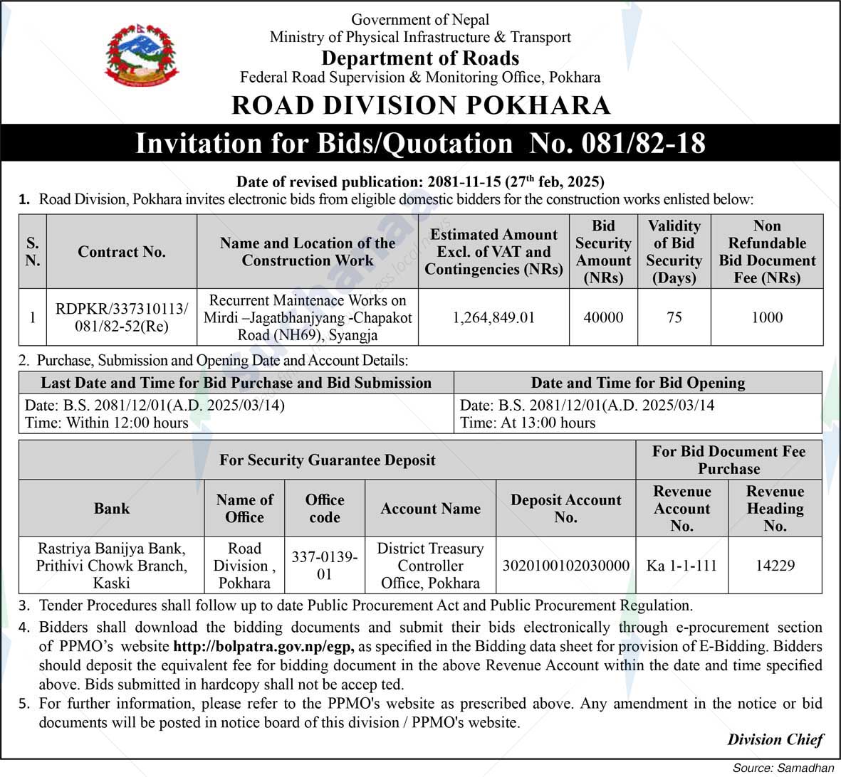 Road Division, Pokhara