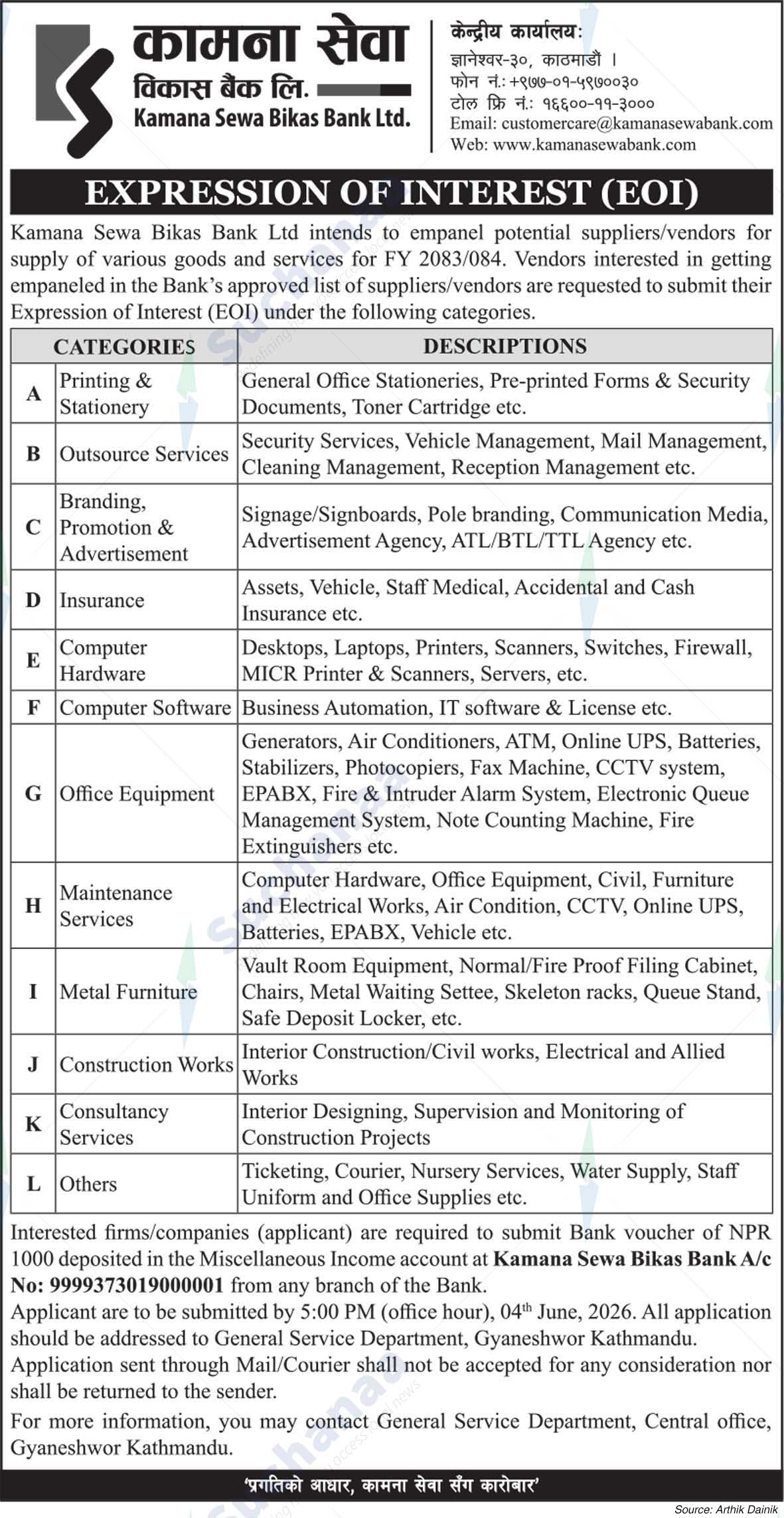 Kamana Sewa Bikas Bank Ltd.