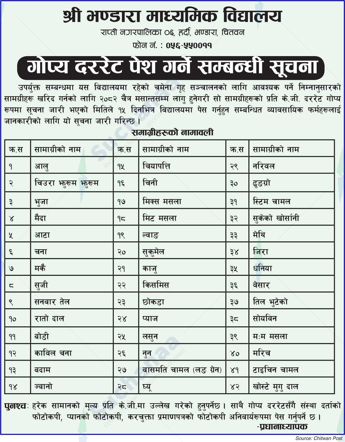 Shree Bhandara Secondary School