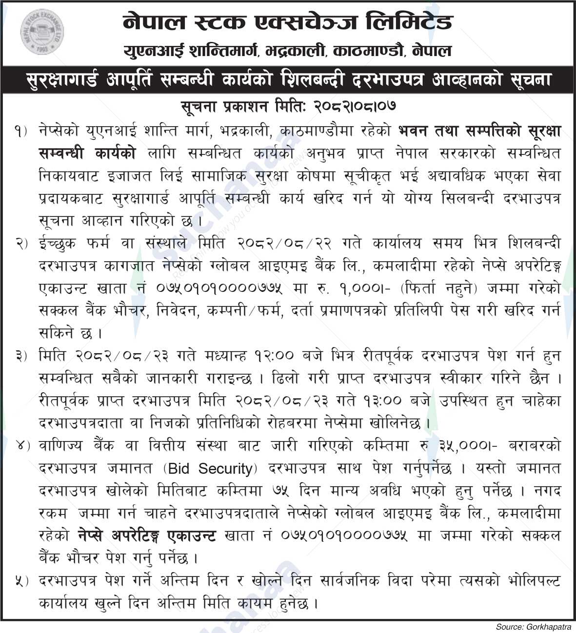 Nepal Stock Exchange Limited (NEPSE)