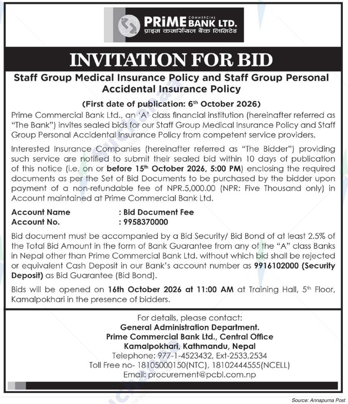Prime Commercial Bank Limited