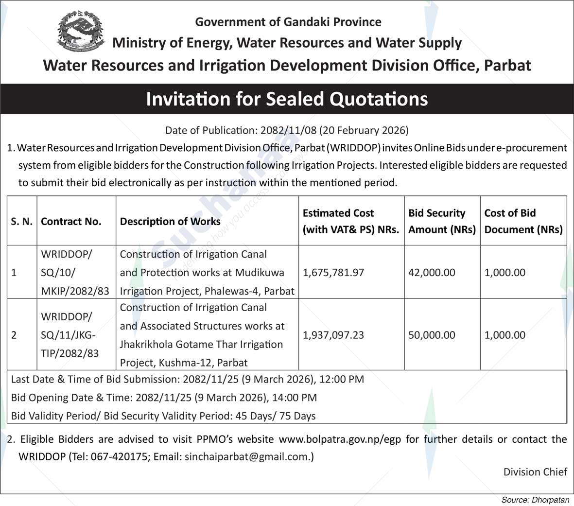 Water Resources and Irrigation Development Division Office, Parbat