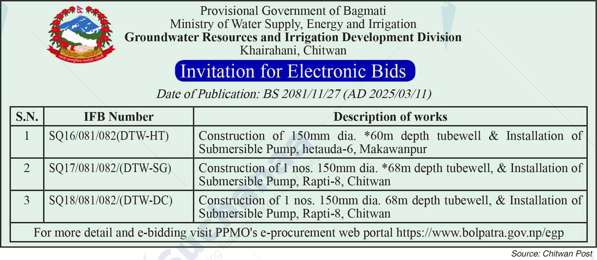 Groundwater Resources and Irrigation Development Division Khairahani, Chitwan