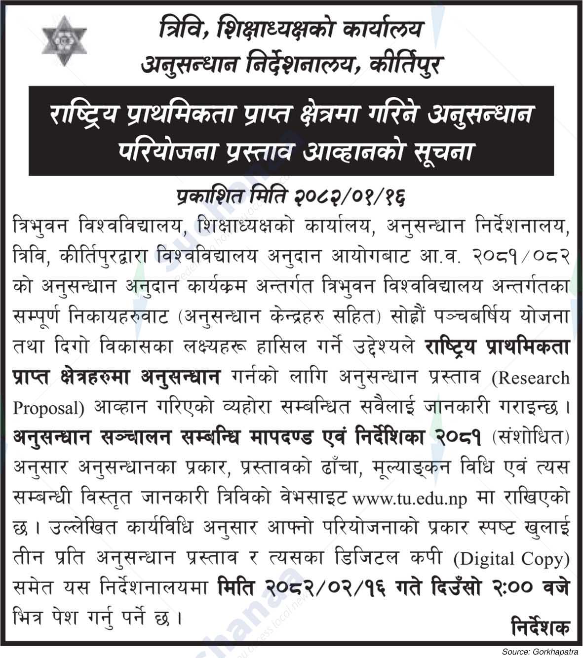TU Research Directorate, Kirtipur