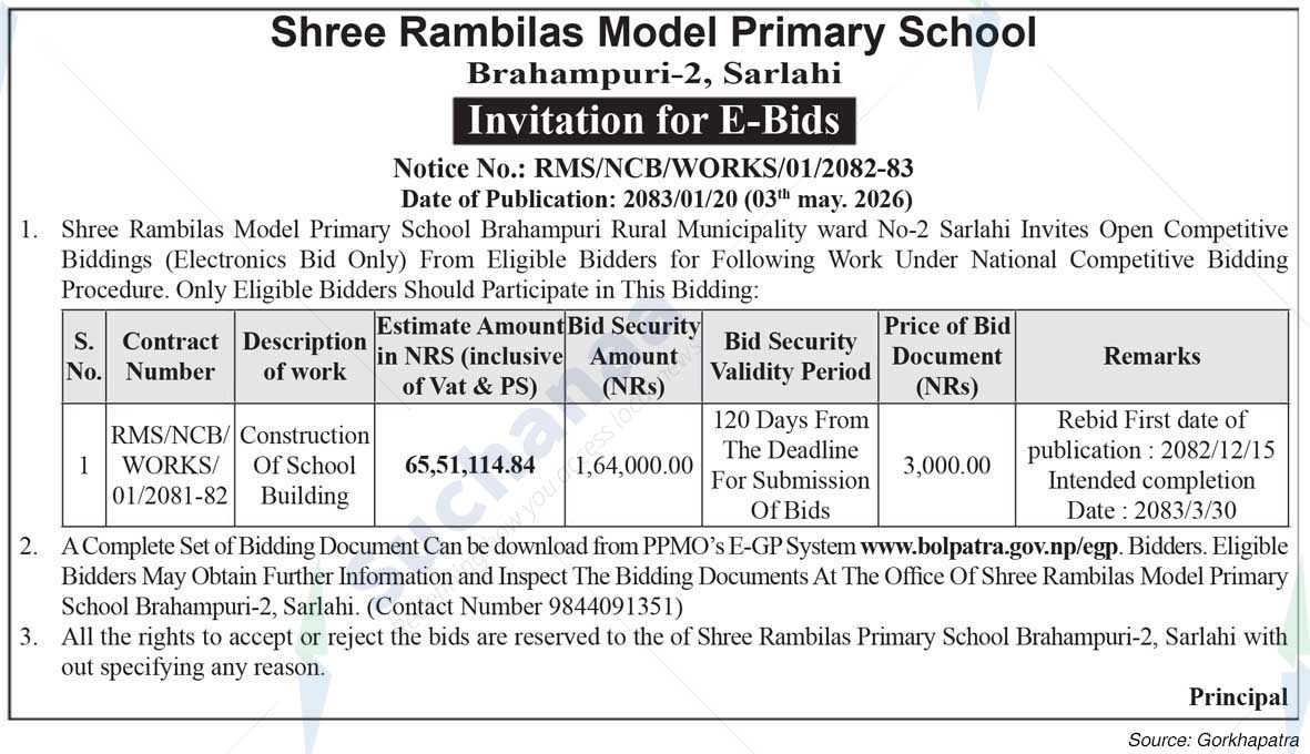 Shree Rambilas Model Primary School, Sarlahi