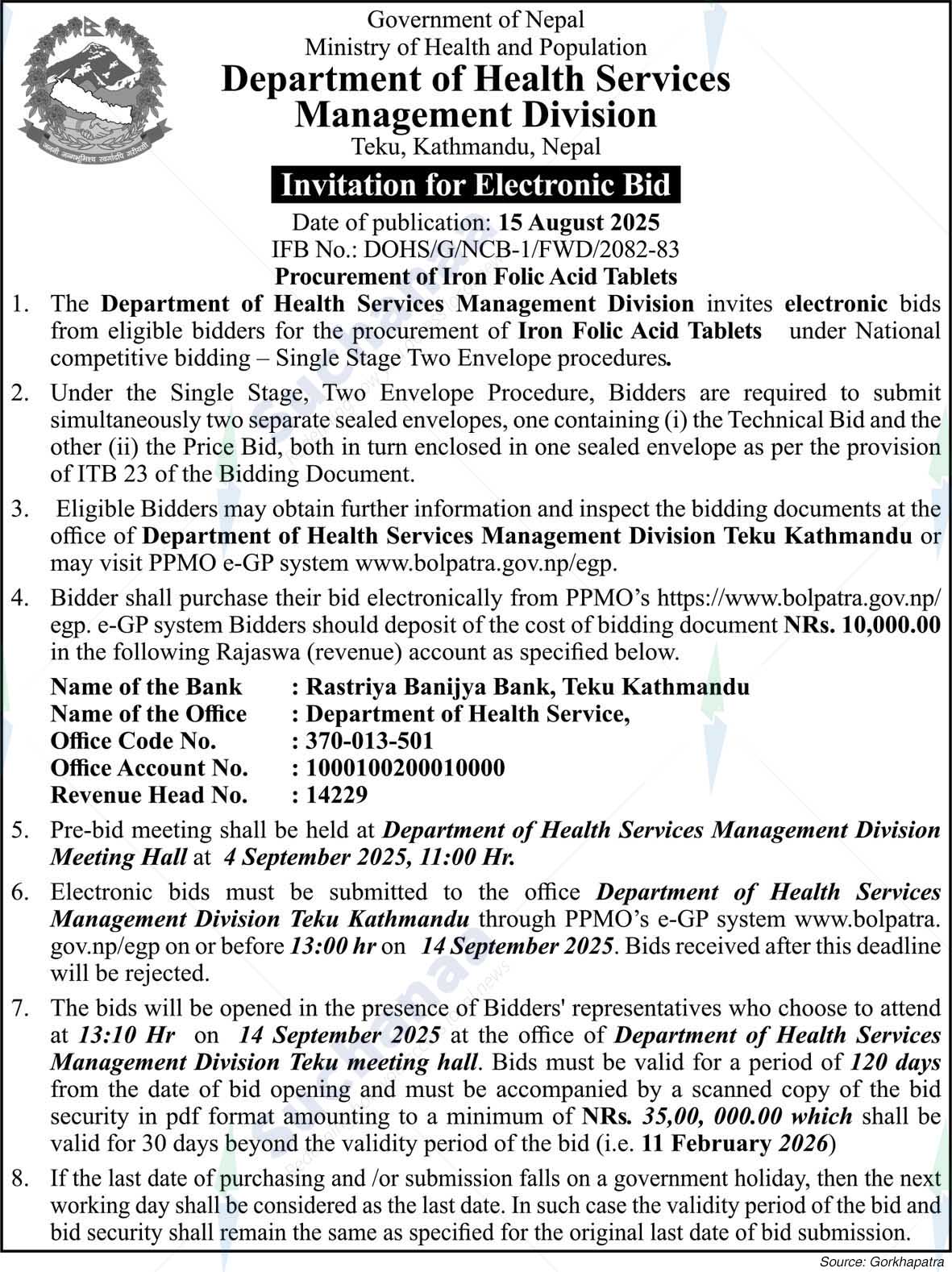 Department of Health Services Management Division, Teku