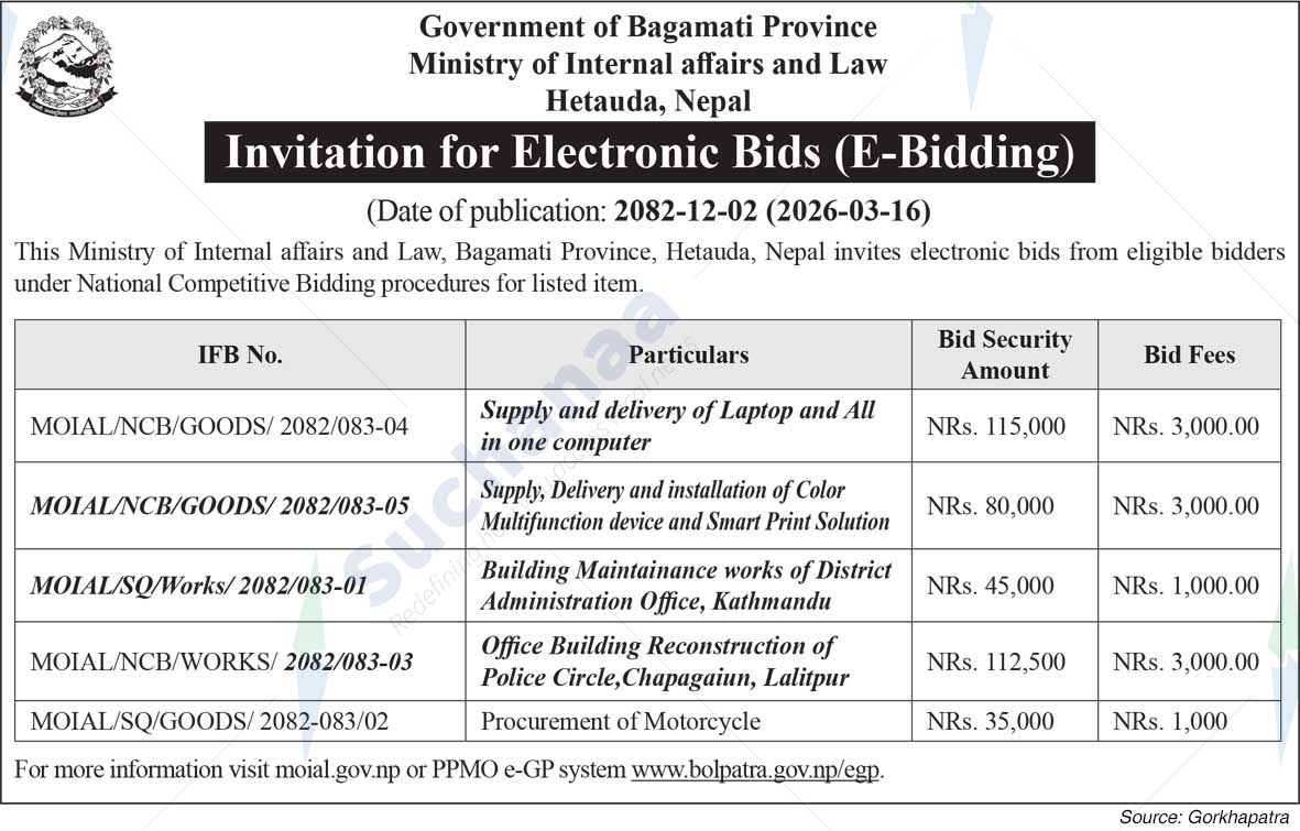 Ministry of Internal Affairs and Law, Bagmati
