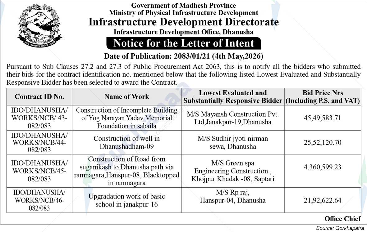 Infrastructure Development Office, Dhanusha