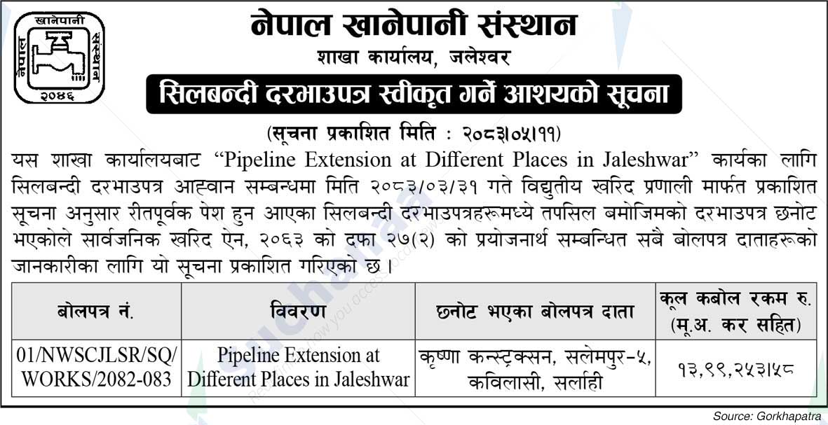 Nepal Water Supply Corporation, Jaleshwar