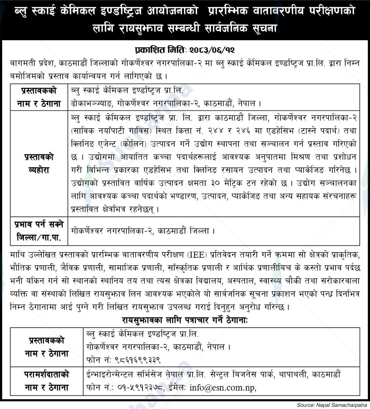 Blue Sky Chemical Industries Pvt. Ltd.