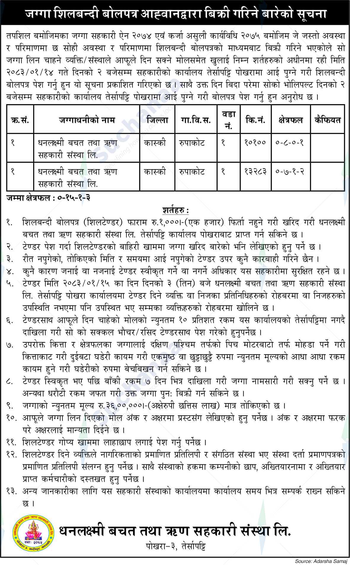 Dhanlaxmi Savings and Credit Cooperative Society Ltd.