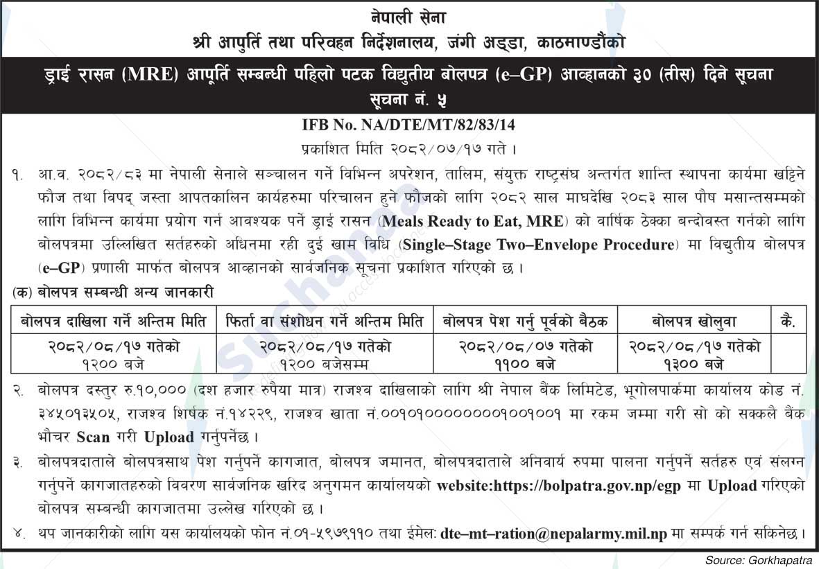 Nepalese army  of Shree Supply and Transport Directorate