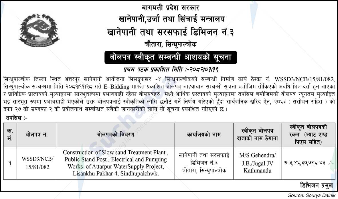 Drinking Water and Sanitation Division No. 3
