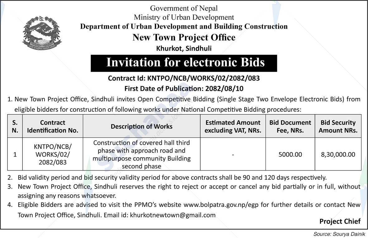 New Town Project Office, Khurkot, Sindhuli