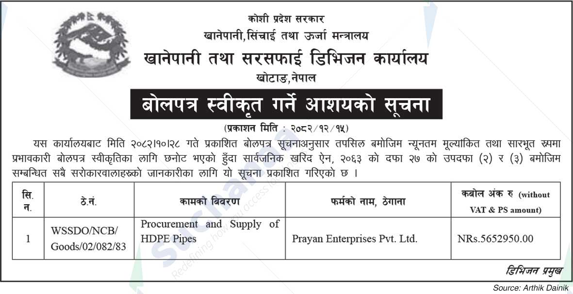 Water Supply and Sanitation Division Office, Khotang