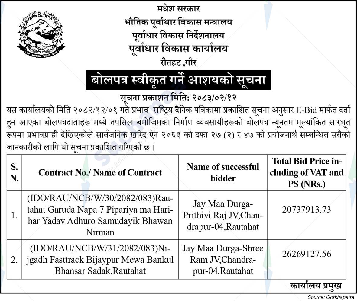 Infrastructure Development Office, Rautahat