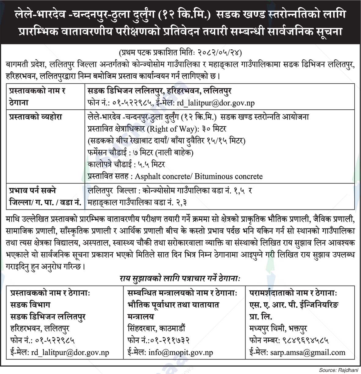 Road Division, Lalitpur