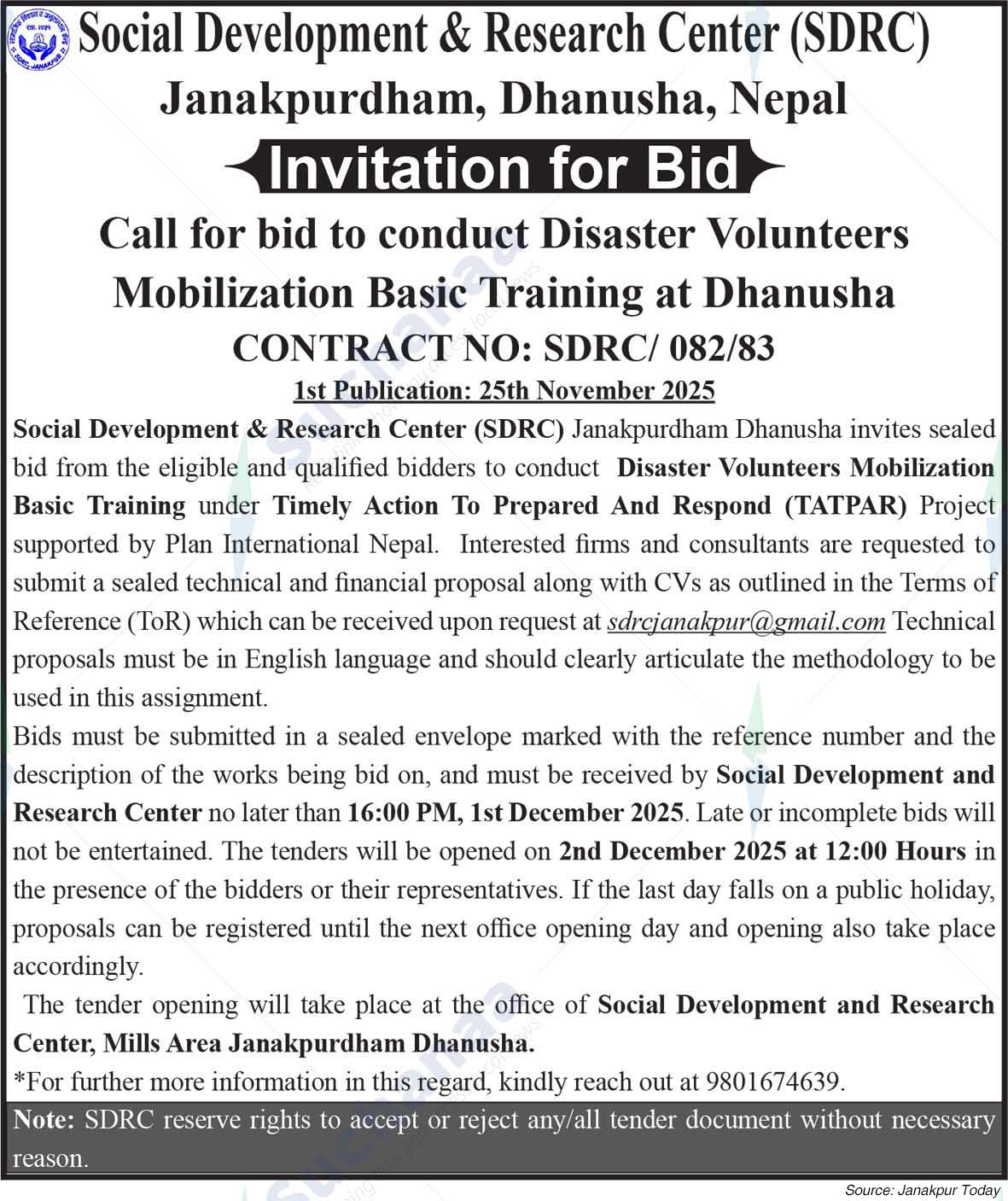 Social Development & Research Center (SDRC), Janakpurdham, Dhanusha