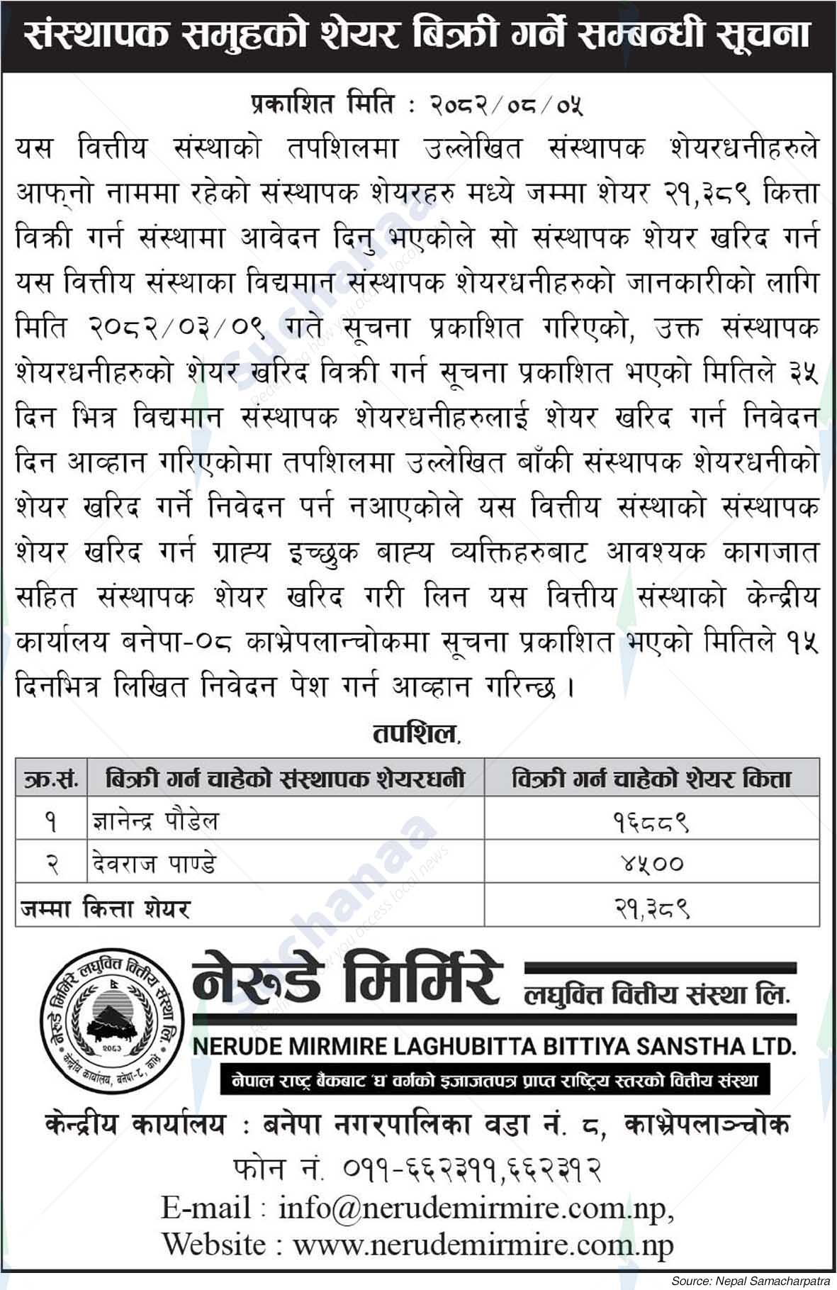 Nerude Mirmire Laghubitta Bittiya Sanstha Ltd.