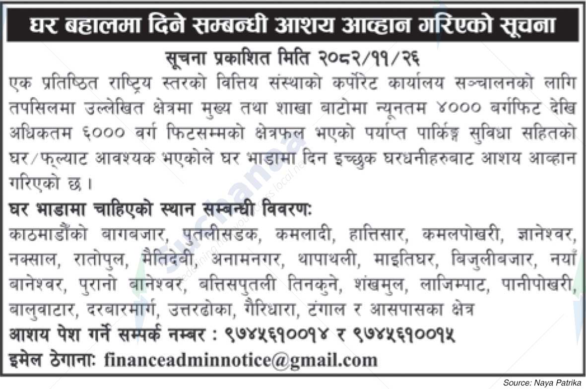 A reputed Financial Institution