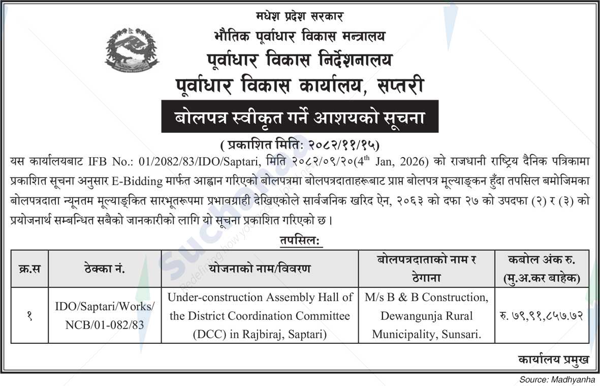 Infrastructure Development Office, Saptari