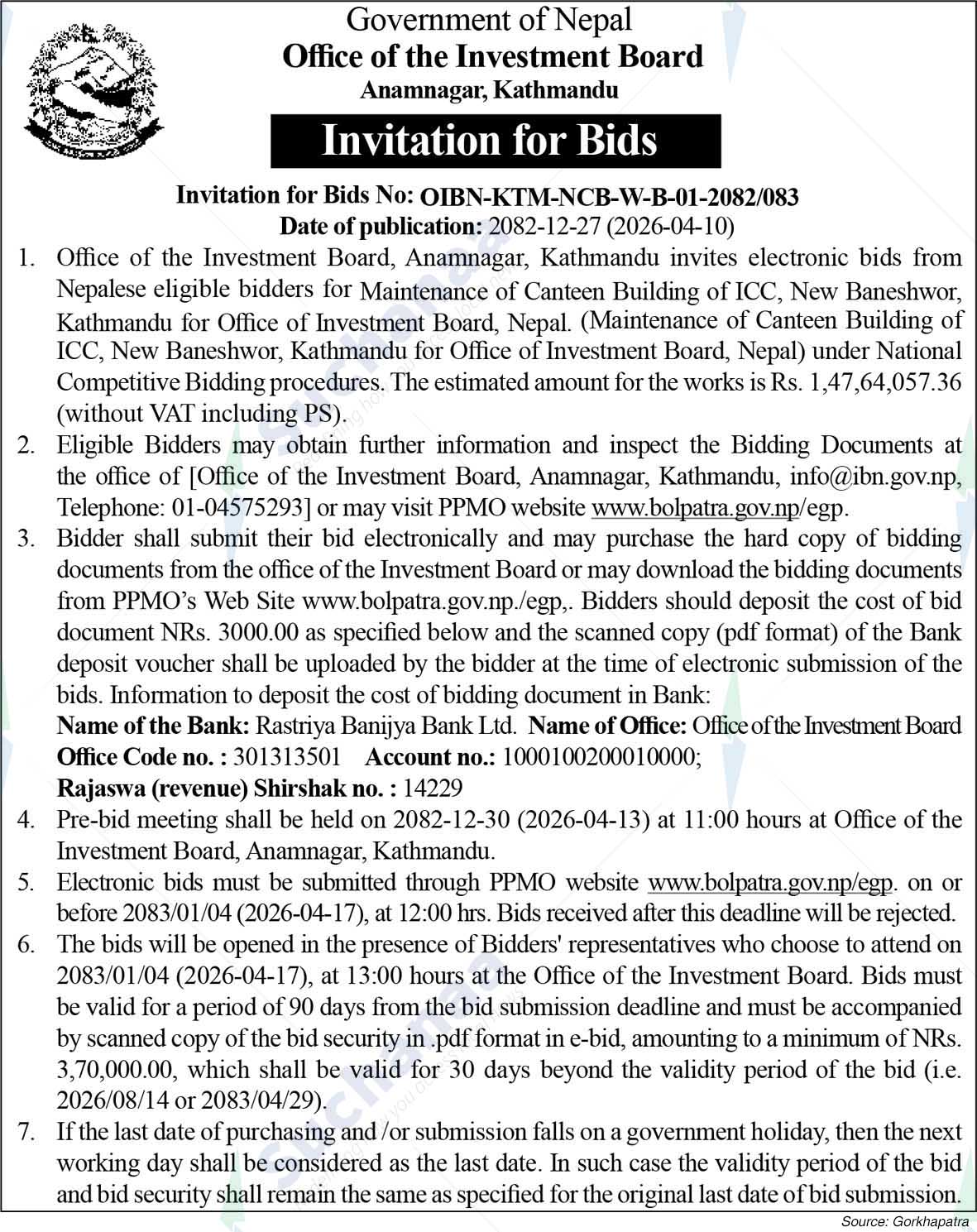 Office of the Investment Board, Anamnagar, Kathmandu