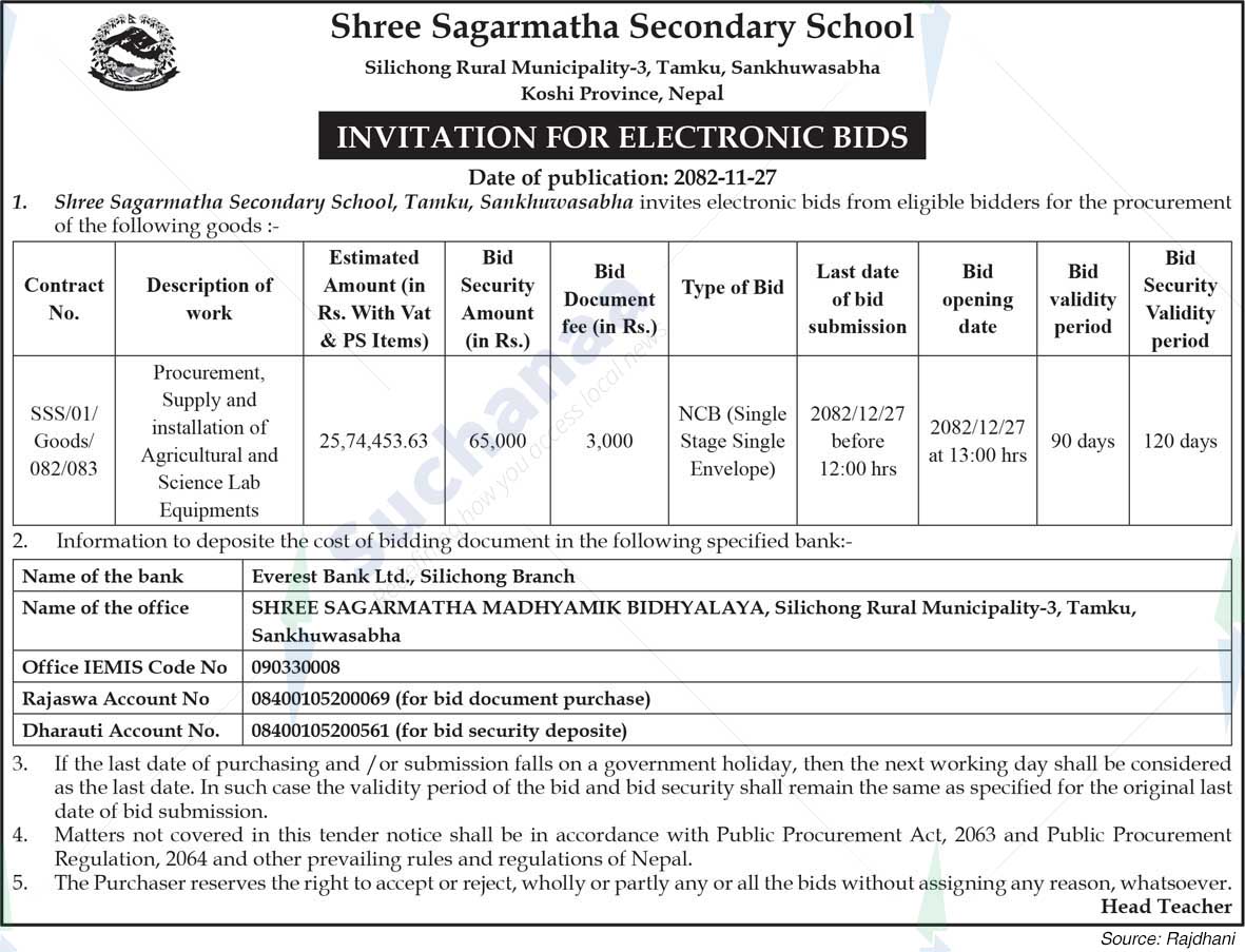 Shree Sagarmatha Secondary School,  Sankhuwasabha