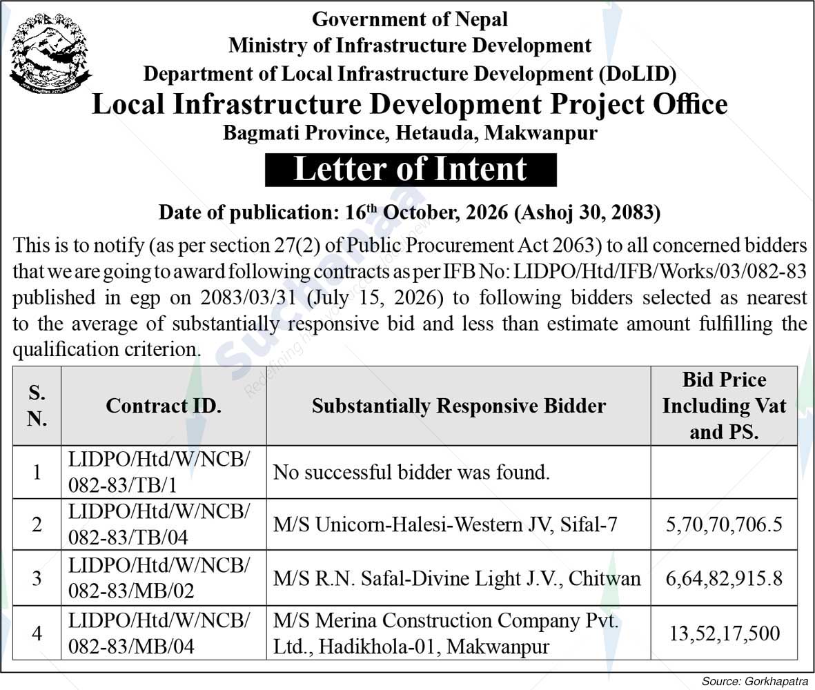 Local Infrastructure Development Project Office (LIDPO), Hetauda