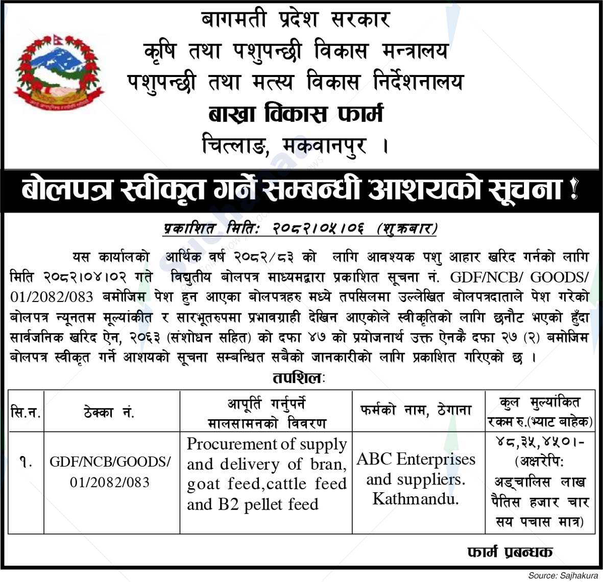 Ministry of Agriculture and Livestock Development