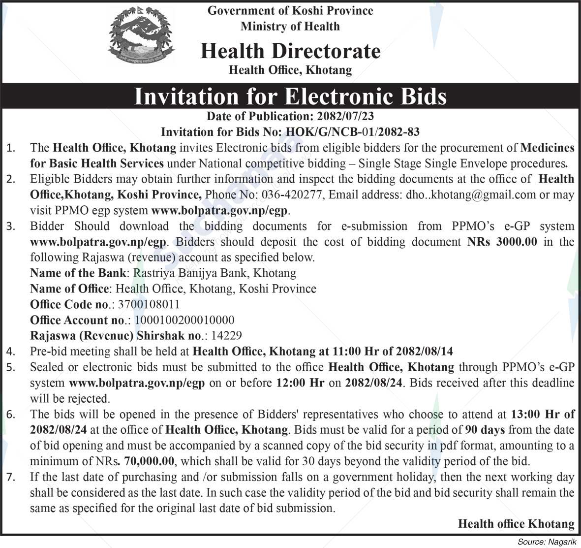 Health Directorate, Health Office, Khotang