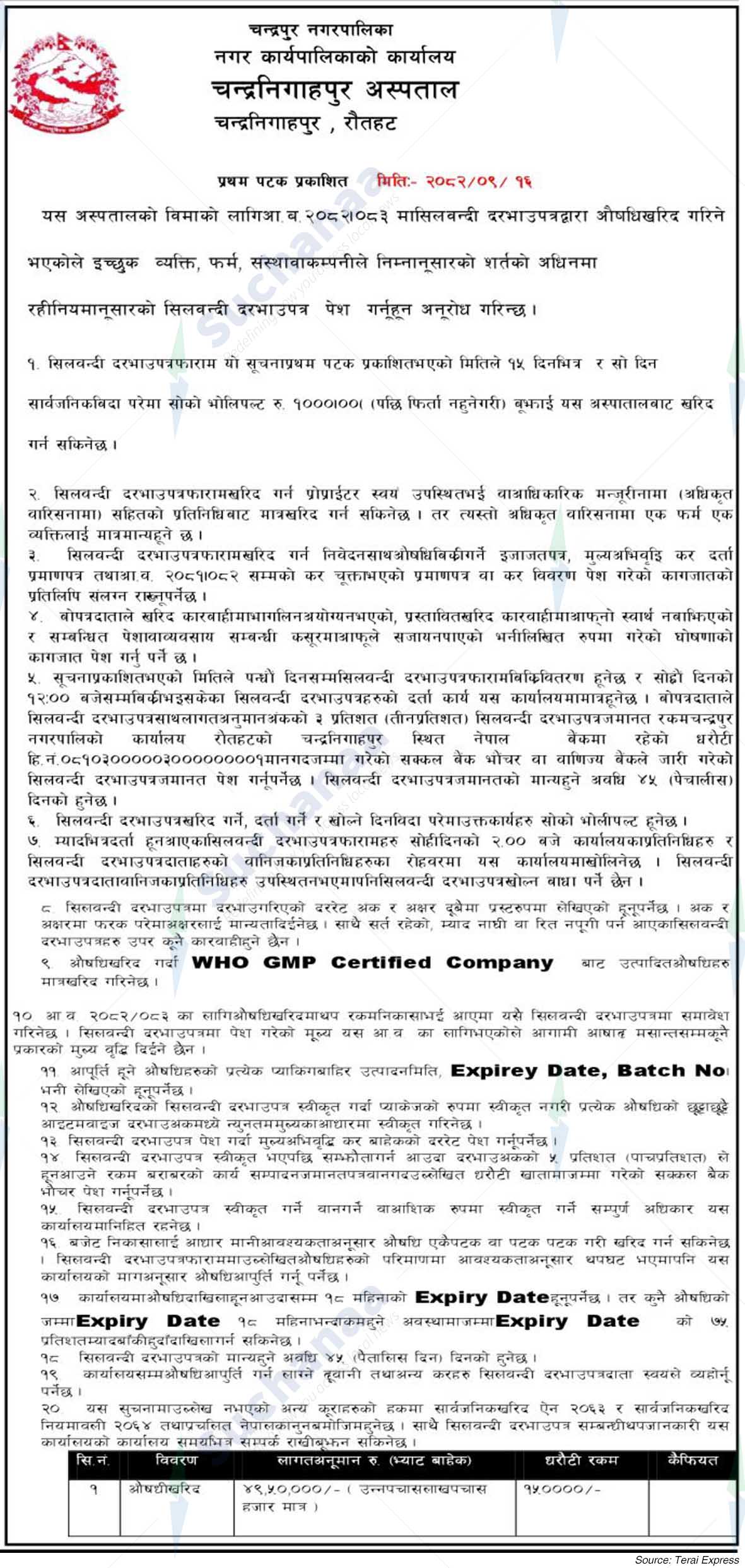 Chandranigahapur Hospital, Chandranigahapur, Rautahat