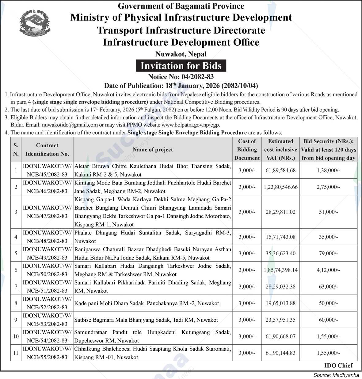 Infrastructure Development Office, Nuwakot