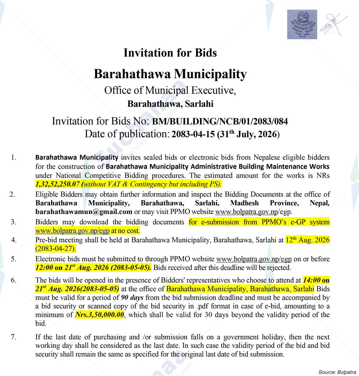 Barahathawa Municipality