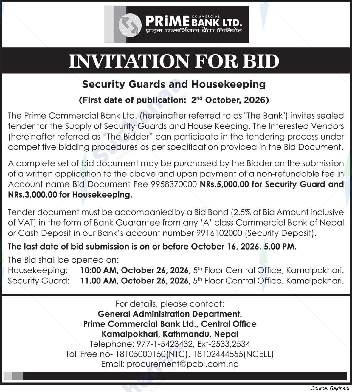 Prime Commercial Bank Limited