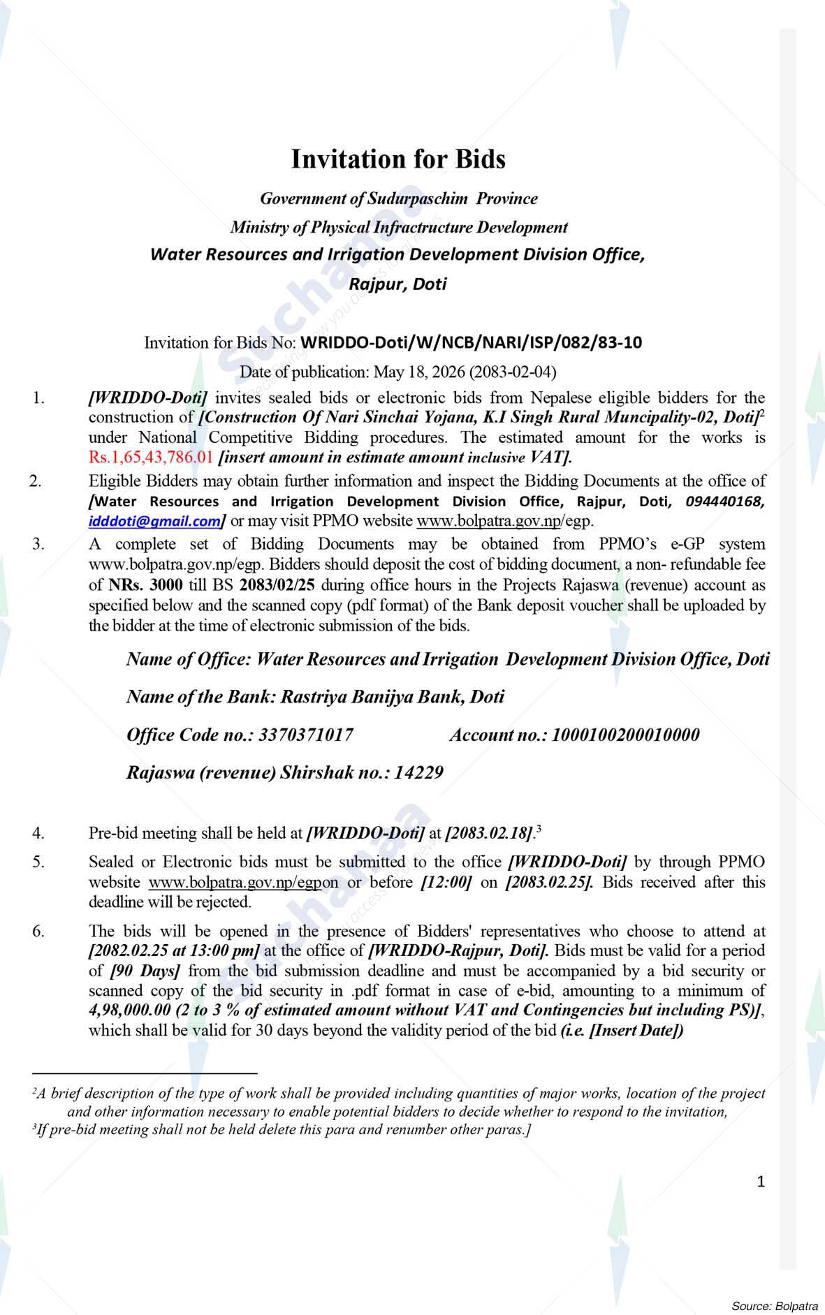 Water Resources & Irrigation Development Division Office, Doti