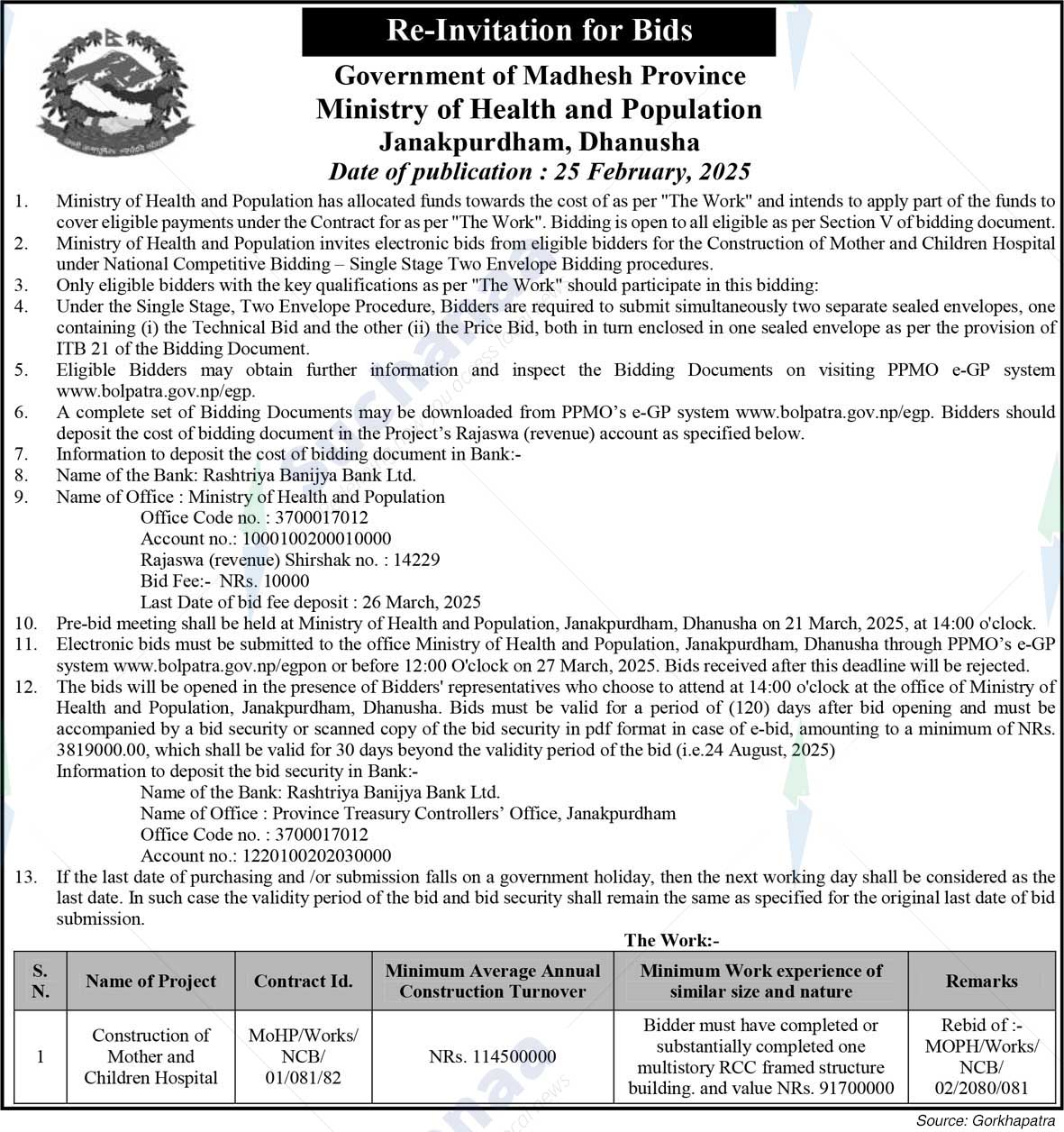 Ministry of Health and Population