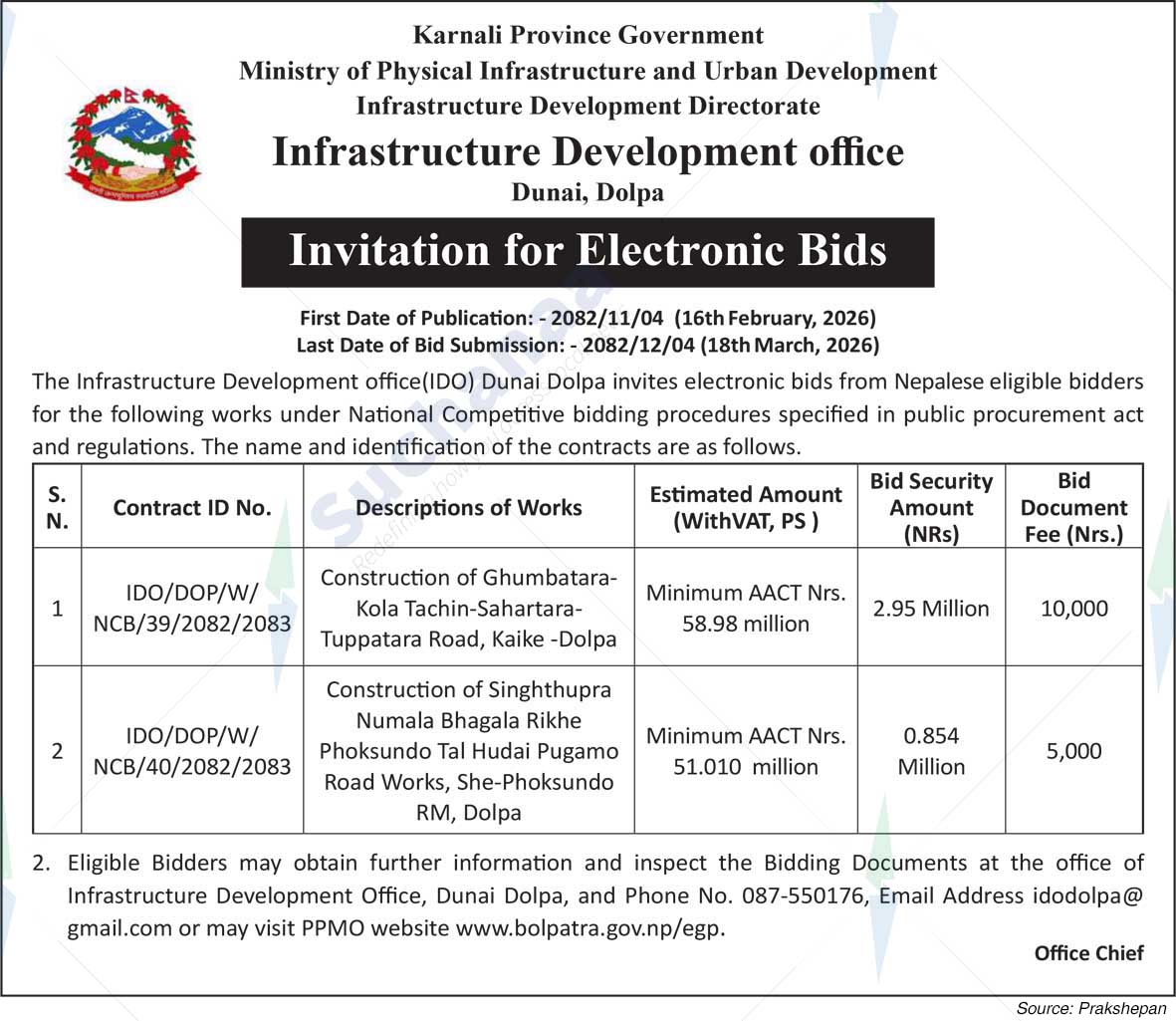 Infrastructure Development office, Dolpa