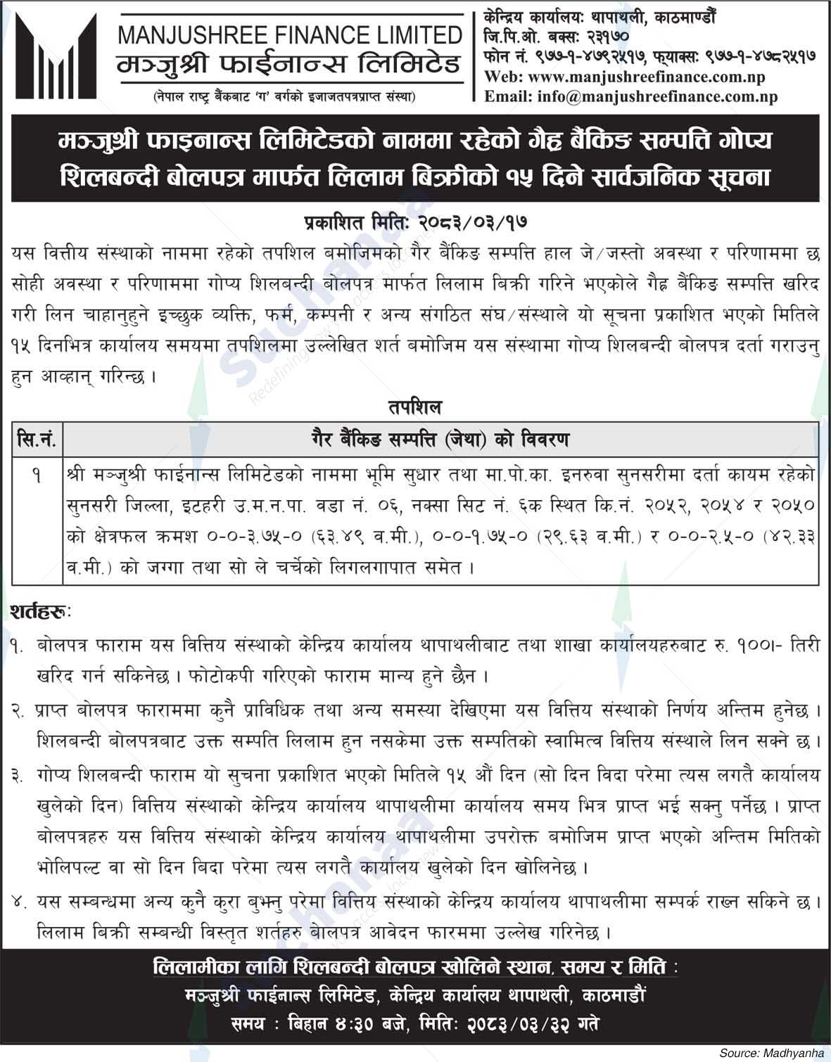 Manjushree Finance Limited