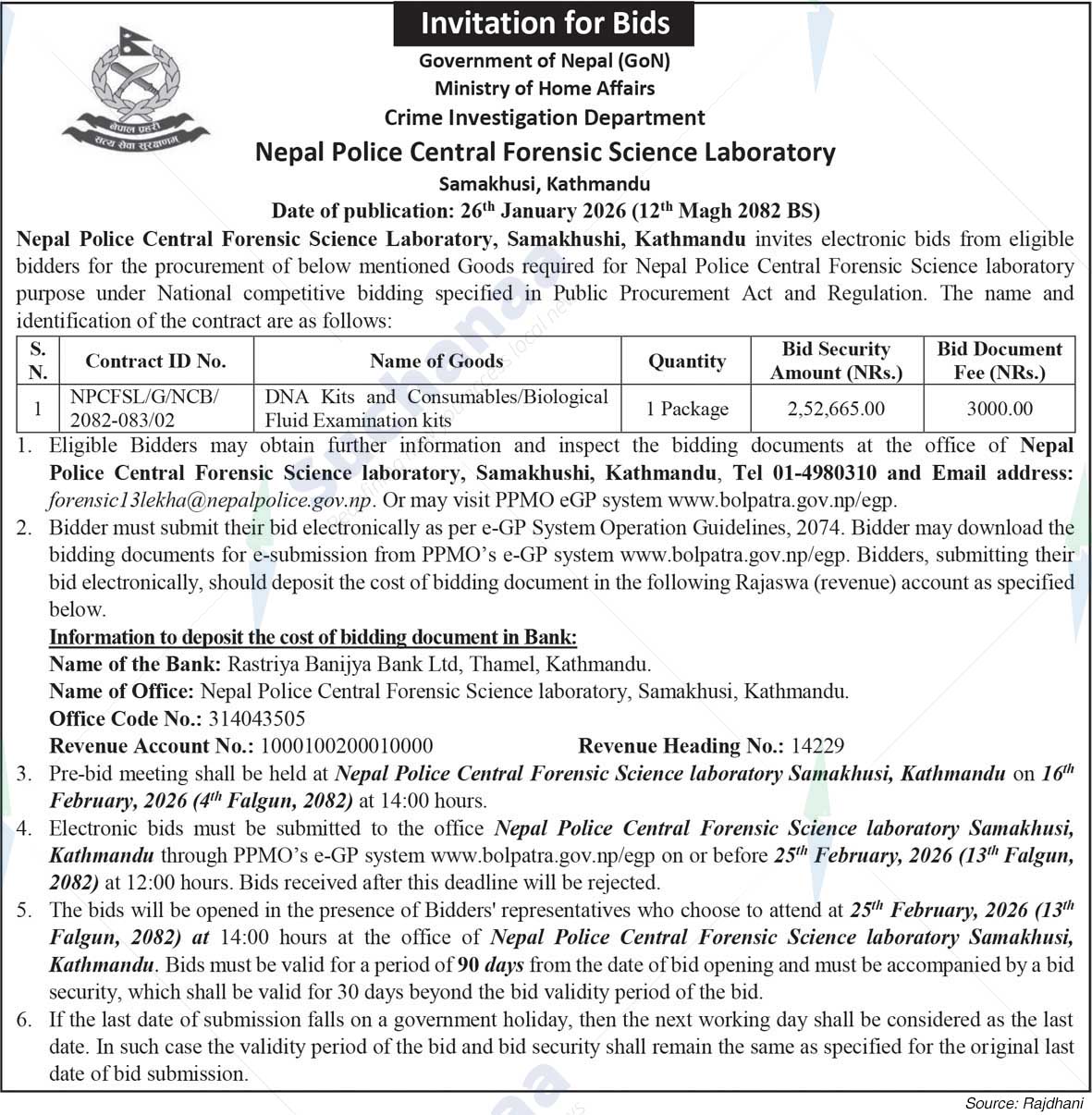Nepal Police Central Forensic Science Laboratory