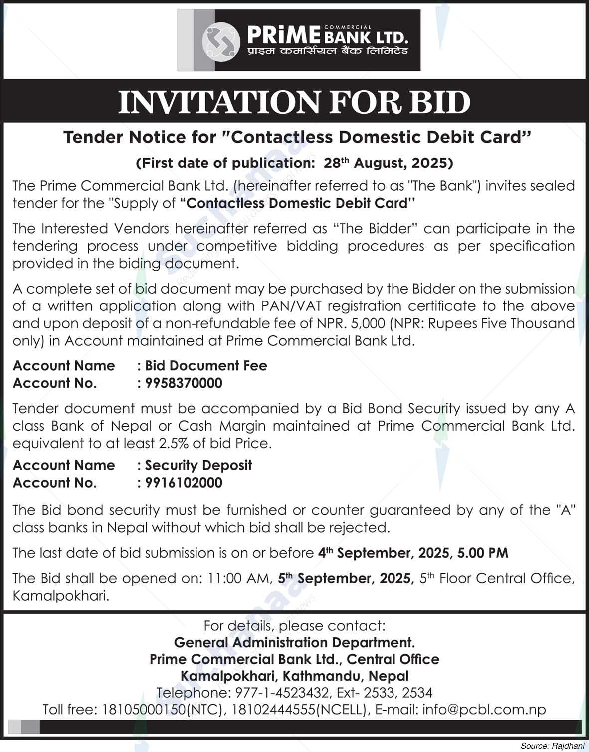 Prime Commercial Bank Limited