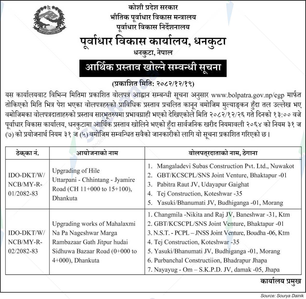 Infrastructure Development Office, Dhankuta