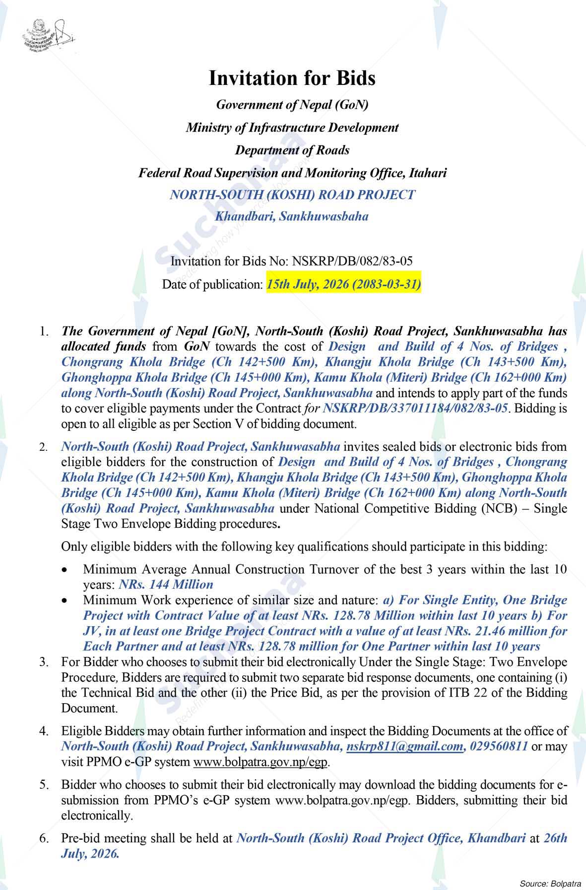 North South (KOSHI) Road Project, Khandbari