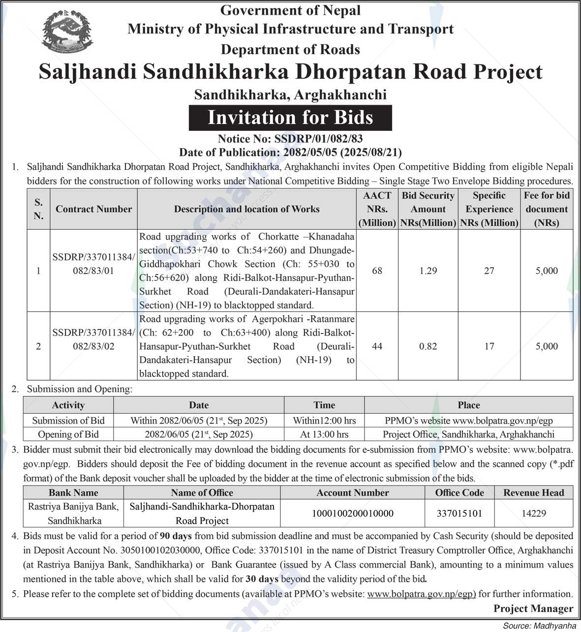 Saljhandi Sandhikharka Dhorpatan Road Project Sandhikharka, Arghakhanchi