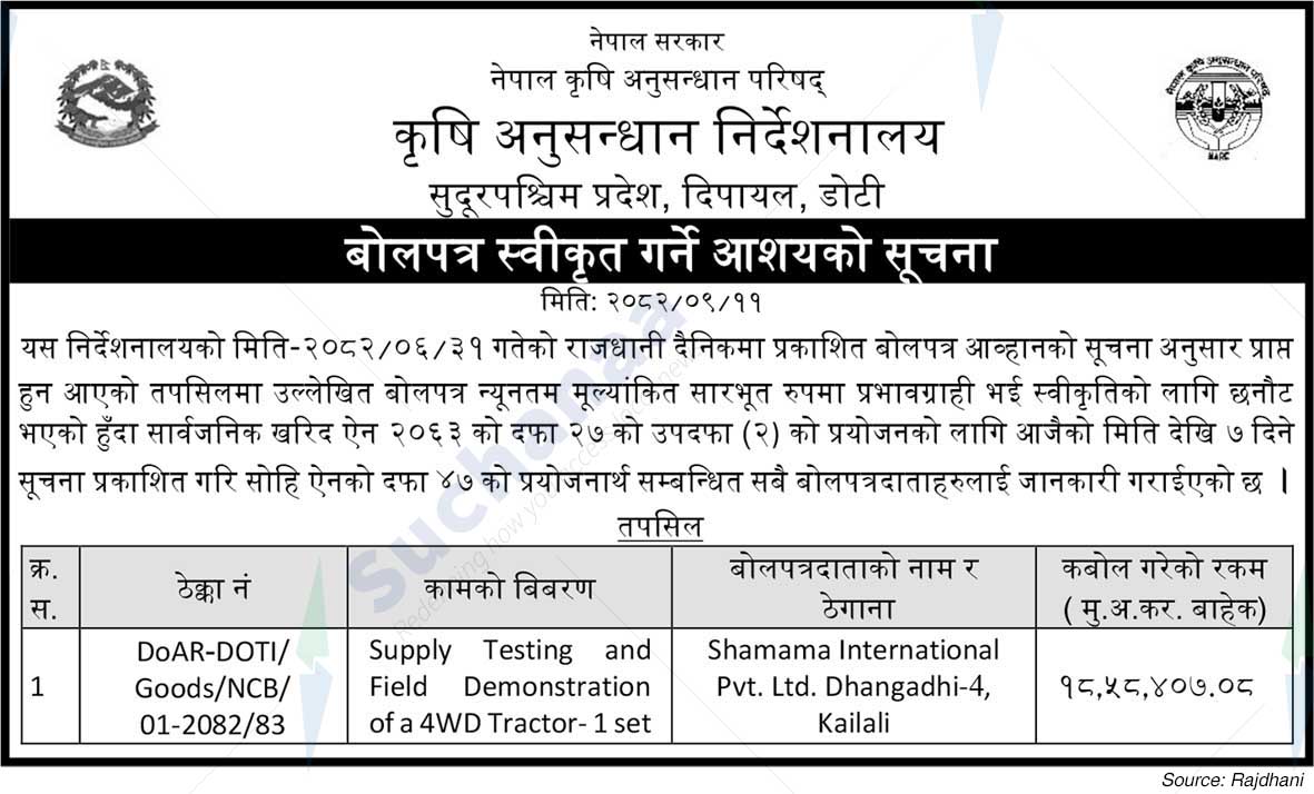 Directorate of Agricultural Research, Dipayal, Doti