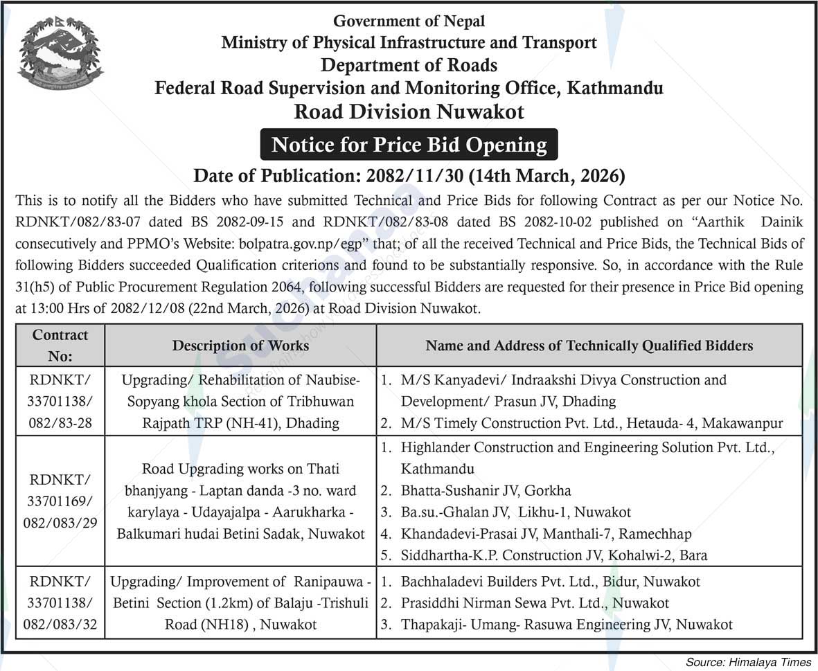 Road Division, Nuwakot