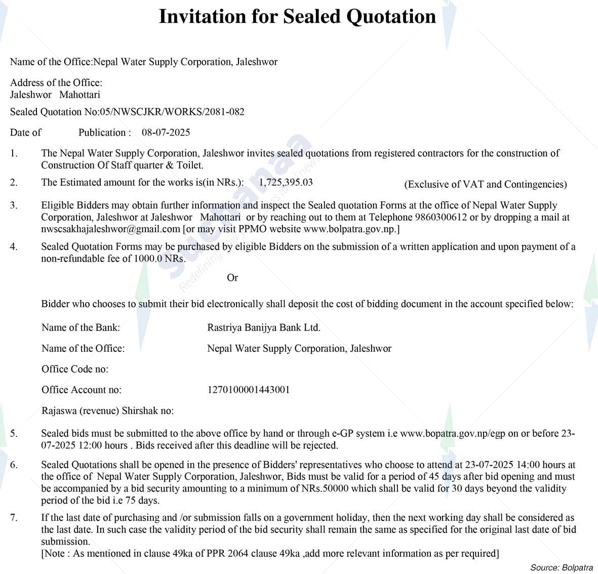 Nepal Water Supply Corporation (NSC)