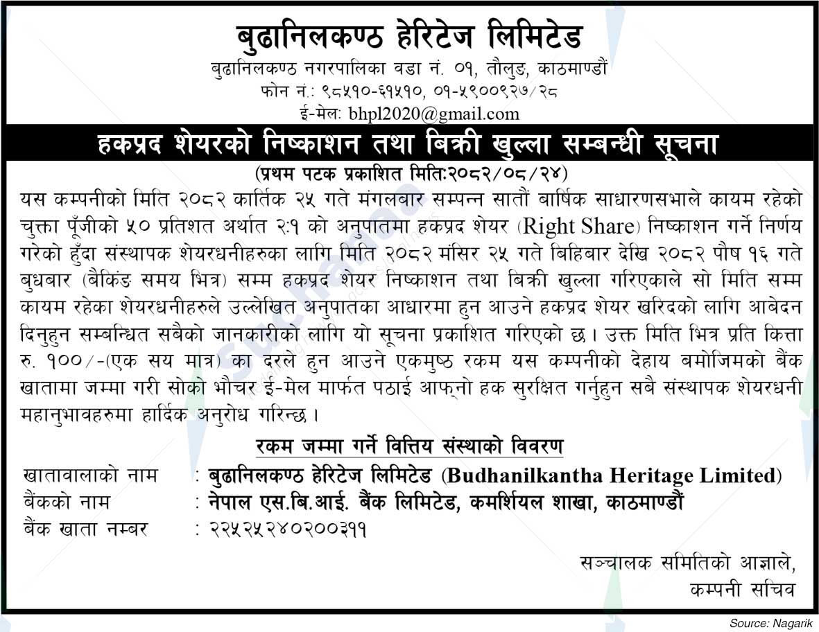 Budhanilkantha Heritage Limited, Taulung, Kathmandu